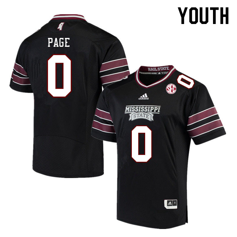 Youth #0 DeShawn Page Mississippi State Bulldogs College Football Jerseys Stitched Sale-Black